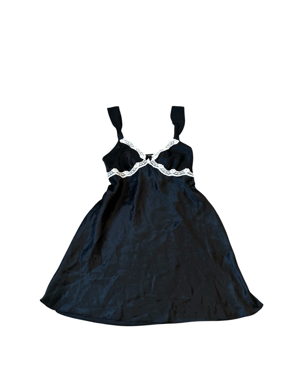 Black Satin Mini Slip Dress Tie Back Y2K Coquette Whimsygoth Indie Sleaze